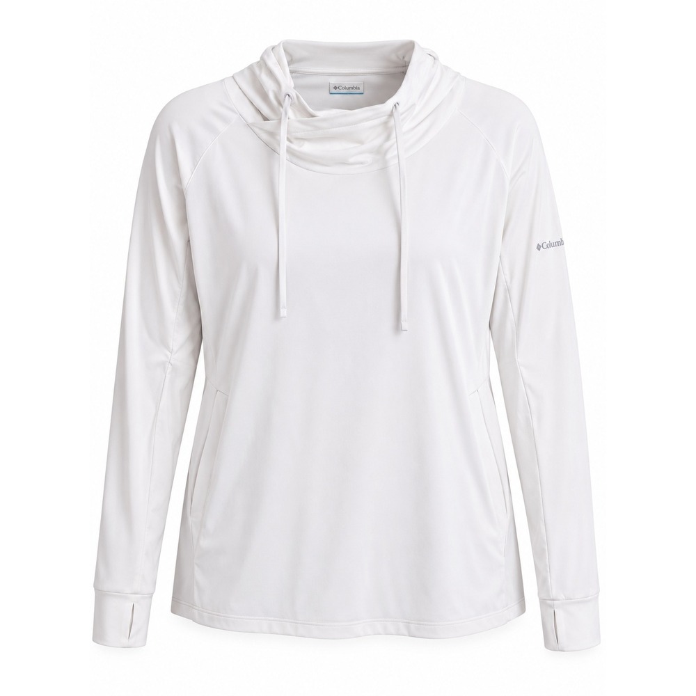 Columbia PFG White Cowl Neck Hoodie Long Sleeve Sun Shirt XL